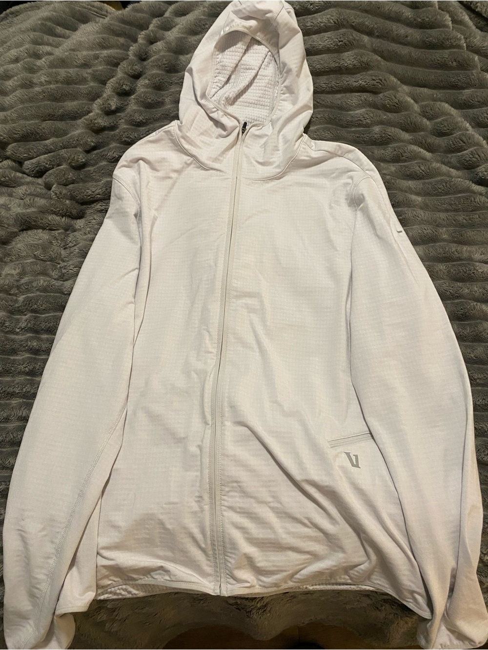 Vuori Lightweight White Hooded Zip Jacket